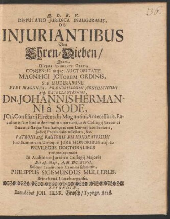 Disputatio Iuridica Inauguralis, De Iniuriantibus