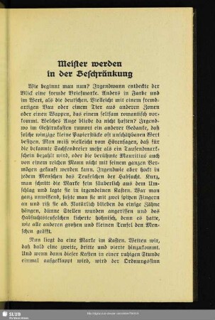 Meister werden in der Beschränkung