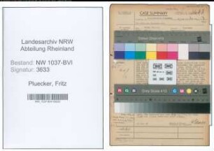 Entnazifizierung Fritz Pluecker , geb. 12.11.1891 (Kaufmaennischer Angestellter)
