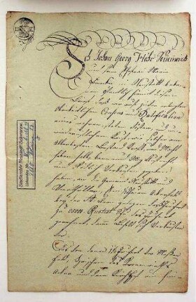 Verkaufsurkunde des Sonnenwirtes Johann Georg Höhr