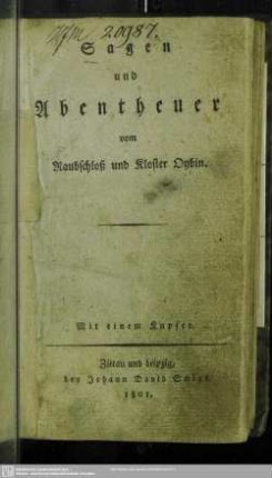 Sagen und Abentheuer vom Raubschloss und Kloster Oybin