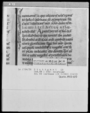 Epistolar — Initiale I (n diebus illi), Folio 66recto