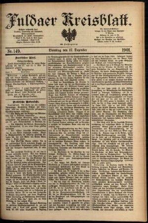 Erste Ausgabe vom Dienstag, den 17. Dezember 1901.