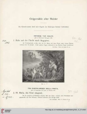 Oelgemälde alter Meister (Nr. 1-133)