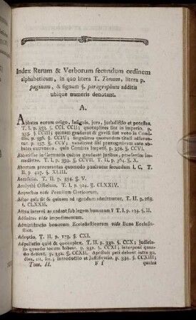 Index Rerum & Verborum secundum ordinem alphabeticum,...