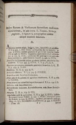 Index Rerum & Verborum secundum ordinem alphabeticum,...