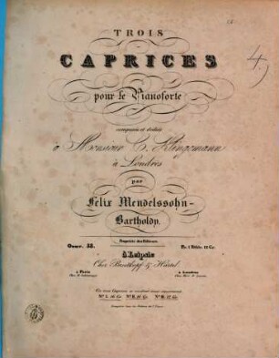Trois caprices pour le pianoforte : oeuv. 33