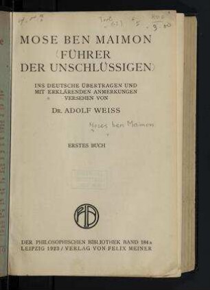 Führer der Unschlüssigen : [=Bd 1]