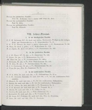 VII. Lehrer-Personal.