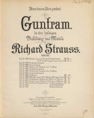 Guntram : in drei Aufzügen ; Op. 25, [1]. Vorspiel zum 1. Aufzug