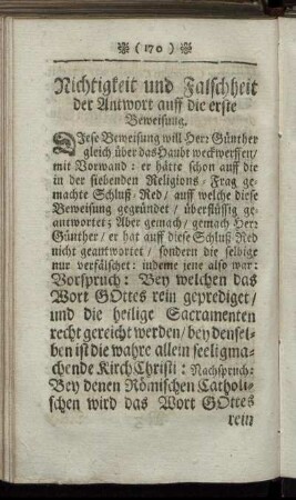 Richtigkeit und Falschheit der Antwort auff die erste Verweisung. - Richtigkeit und Falschheit der Antwort/ auff die achte Verweisung.