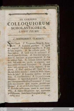 Ex Corderii Colloquiorum Scholasticorum, Libro Primo.