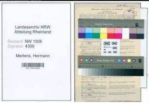 Entnazifizierung Hermann Mertens , geb. 14.10.1899 (Landwirt)
