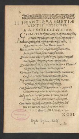 In Antiqua Smetiae Gentis Insignia.