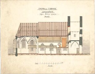 Dolmetsch, Heinrich; Rosswag; Ev. Pfarrkirche, Erweiterung - Südseite (Längsschnitt)