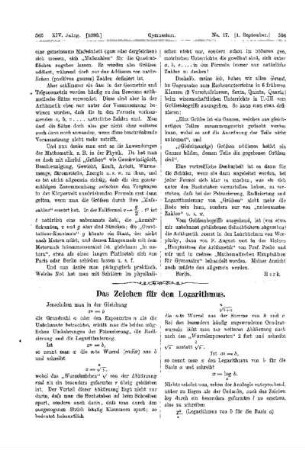 Das Zeichen für den Logarithmus