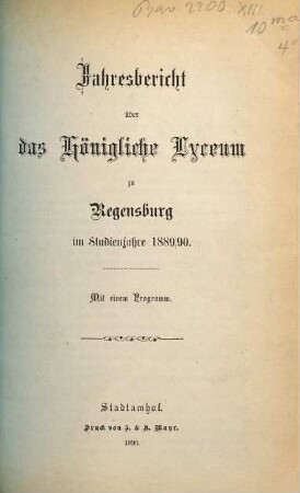 Jahres-Bericht. 1889/90