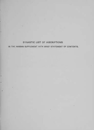 Dynastic List of Inscriptions (with contents and remarks)