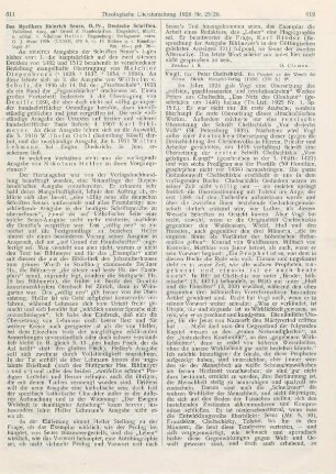 611-612 [Rezension] Heller, Nikolaus (Hrsg.), Des Mystikers Heinrich Seuse, O. Pr., Deutsche Schriften