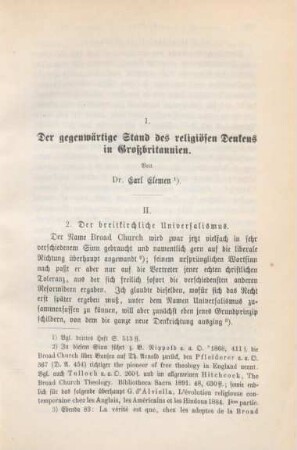 603-715 Der gegenwärtige Stand des religiösen Denkens in Großbritannien : II.