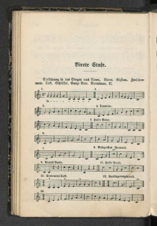 Vierte Stufe. Einführung in das Singen nach Noten.