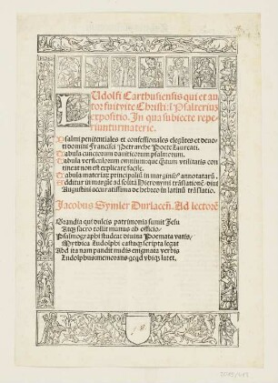 Schmuckrahmen mit Fides, Spes, Charitas und Heiligen