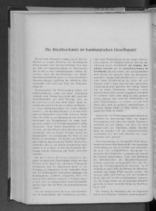 Die Kreditverkäufe im hamburgischen Einzelhandel