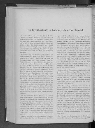 Die Kreditverkäufe im hamburgischen Einzelhandel