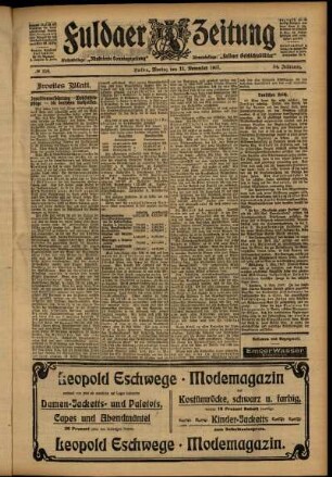 Zweite Ausgabe vom Montag, den 11. November 1907.
