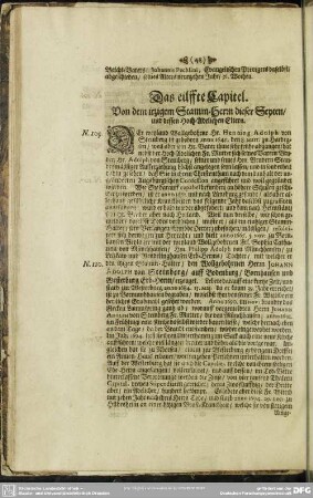 Das eilffte Capitel. Von dem itzigem Stamm-Herrn dieser Seyten, und dessen Hoch-Adelichen Eltern