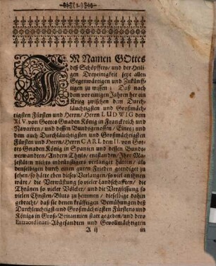 Friedens-Tractat zwischen ... Ludwig XIV. König in Franckreich ... und ... Carol dem II. König in Spanien : Geschlossen [zu Nimwegen] 1678