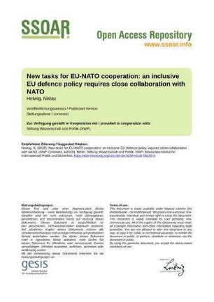 New tasks for EU-NATO cooperation: an inclusive EU defence policy requires close collaboration with NATO