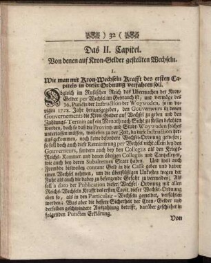 Das II. Capitel. Von denen auf Kron- Gelder gestellten Wechsel.