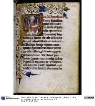 Gebetbuch, Initiale mit hl. Erasmus