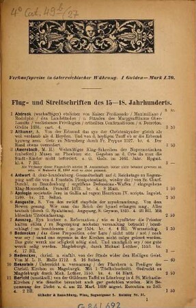 Antiquariats-Kataloge : Katalog ... des Antiquarischen Bücherlagers von Gilhofer & Ranschburg, Buchhandlung und Antiquariat, 27