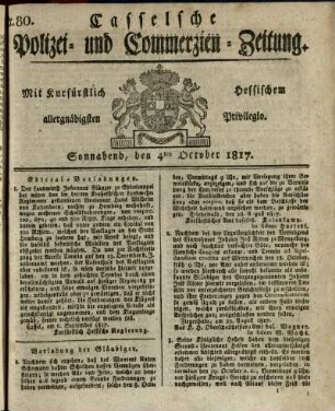 Nr. 80, Sonnabend, den 4ten October 1817