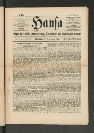 No. 98. Mittwoch, den 9. Februar 1853.