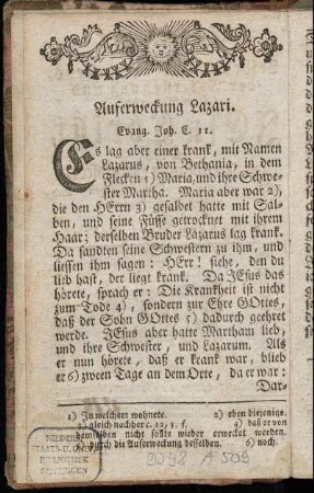Auferweckung Lazari. Evang. Joh. C. 11.