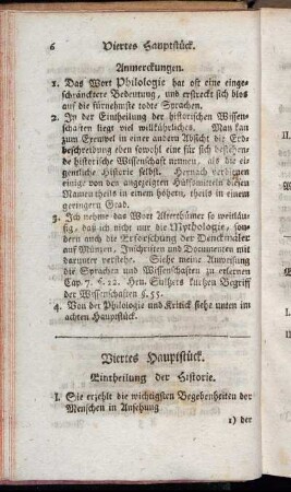 Viertes Hauptstück. Eintheilung der Historie.