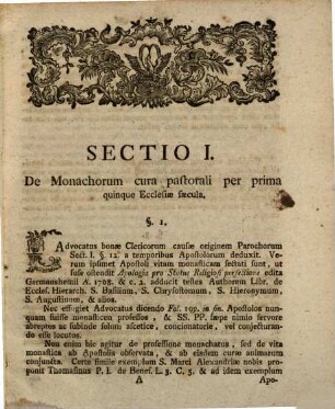 De Monachorum Cura Pastorali Per Omnia Ecclesiæ Secula : Tentamen Historico-Criticum, Dissertationi Intitulatæ Bona Clericorum Causa Oppositum
