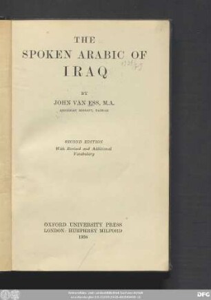 The spoken Arabic of Iraq