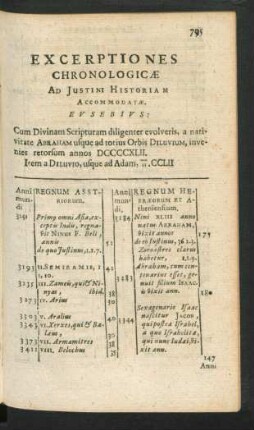 Excerptiones Chronologicae Ad Justini Historiam Accommodatae.