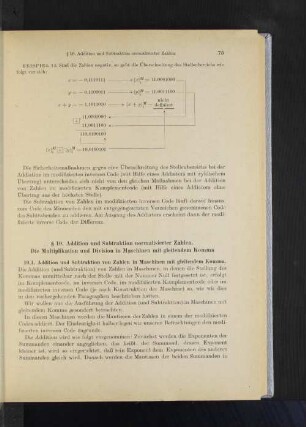 § 10. Addition und Subtraktion normalisierter Zahlen. Die Multiplikation und Division in Maschinen mit gleitendem Komma