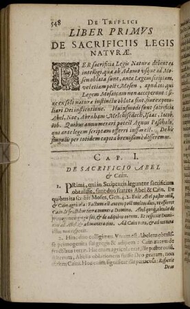 Liber Primus De Sacrificiis Legis Naturæ. Cap. I. [ - ] Cap. VIII.