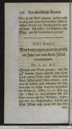 XXXI. Capitel. Von demjenigen, was im zwölften Jahre mit dem Kinde JEsus vorgegangen
