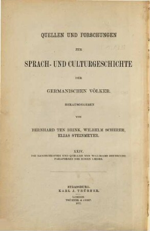 Die Handschriften und Quellen von Willirams deutscher Paraphrase des Hohen Liedes
