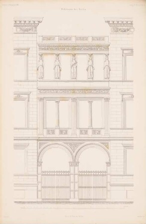 Wohnhaus, Berlin: Detail Eingangsbereich (aus: Atlas zur Zeitschrift für Bauwesen, hrsg. v. G. Erbkam, Jg. 5, 1855)