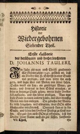 1-70, Erste Historie des berühmten und hocherleuchteten D. Johannis Tauleri.