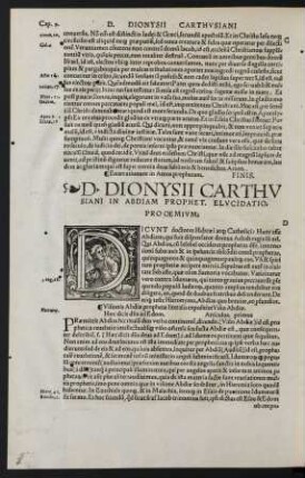 D. Dionysii Carthusiani In Abdiam Prophet. Elucidatio.