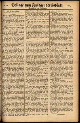Zweite Ausgabe vom Samstag, den 15. August 1896.